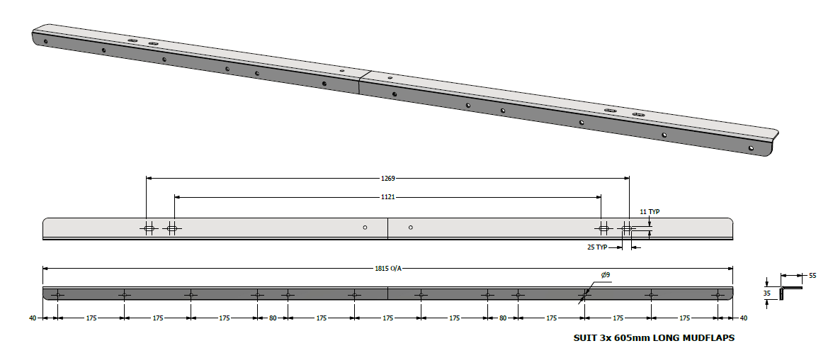 Rear Mudflap - Stainless Angle Only