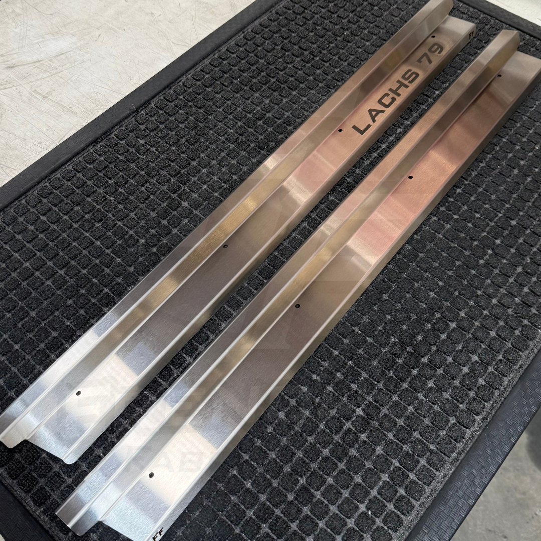 SINGLE CAB Stainless Steel Sill Trims - Suitable for use with 70 Series LandCruiser (4B Polished Finish/ 1x Engraved)