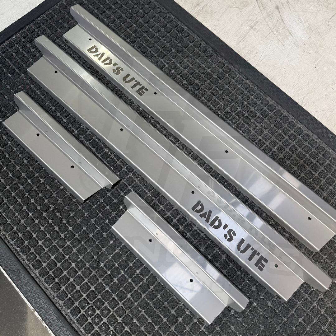 DUAL CAB Stainless Steel Sill Trims (2B Milled Finish/ DAD'S UTE)
