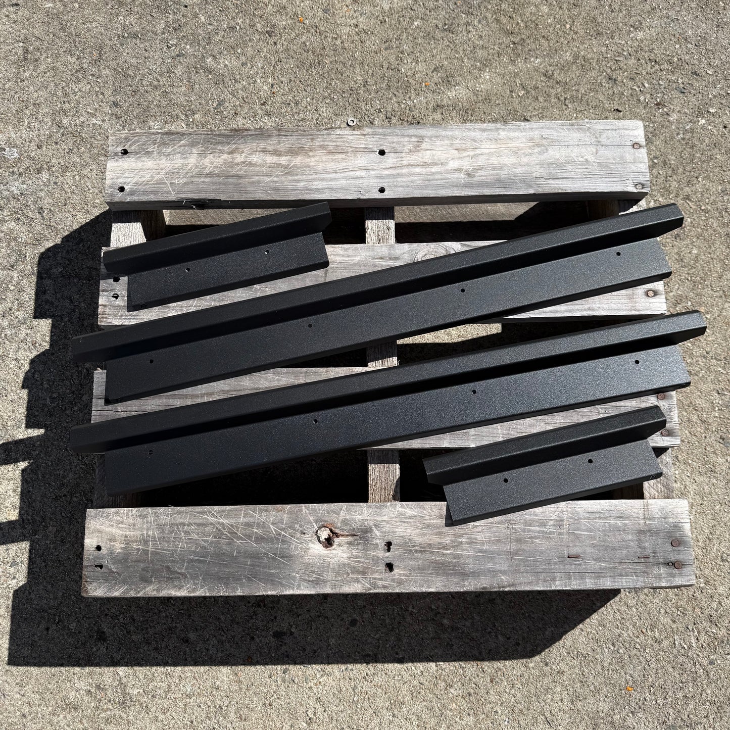 35% OFF DUAL CAB Stainless Steel Sill Trims (BLACK Raptor Finish, No Design)