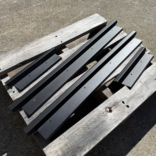 35% OFF DUAL CAB Stainless Steel Sill Trims (BLACK Raptor Finish, No Design)