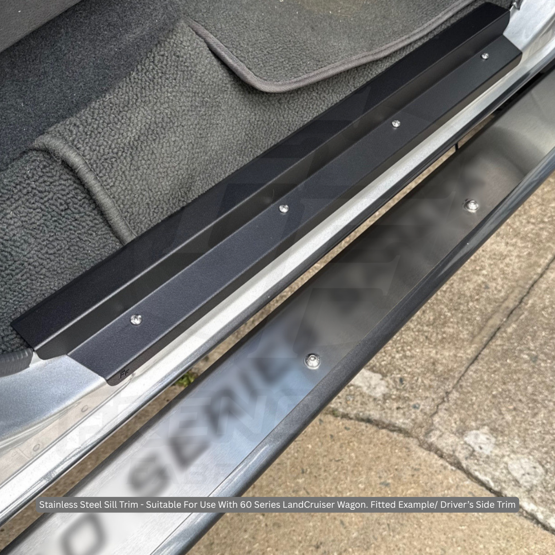 Stainless Steel Sill Trims - Suitable for use with 60 Series LandCruiser (RAPTOR & CUSTOM TEXT)